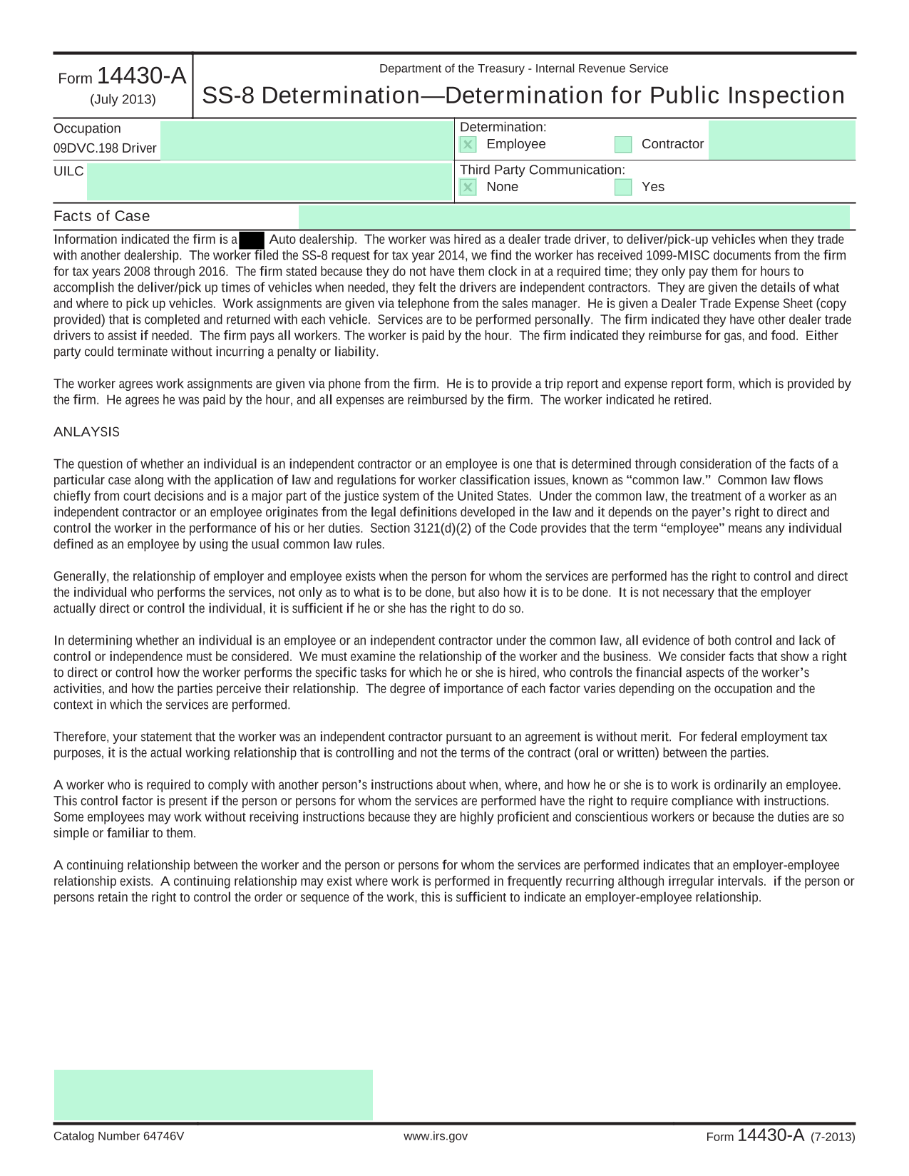 Form 14430 A screenshot