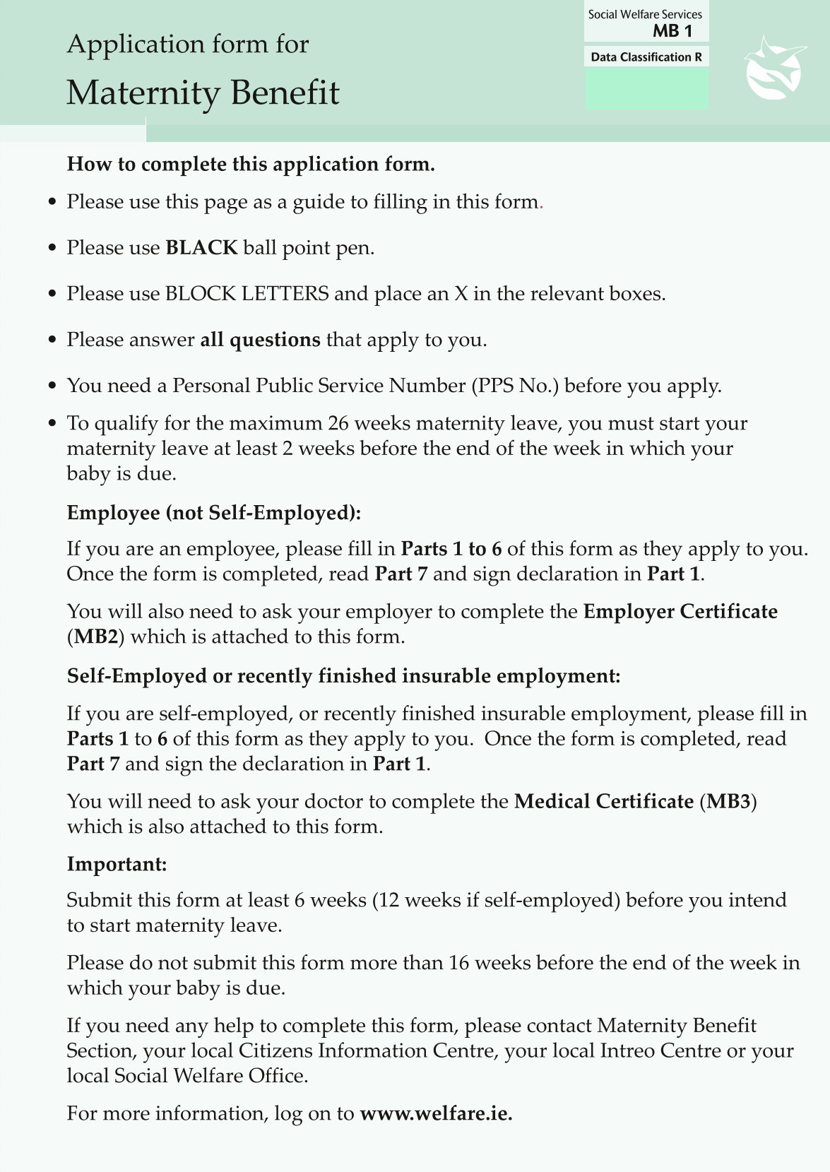Application Form For Maternity Benefit screenshot