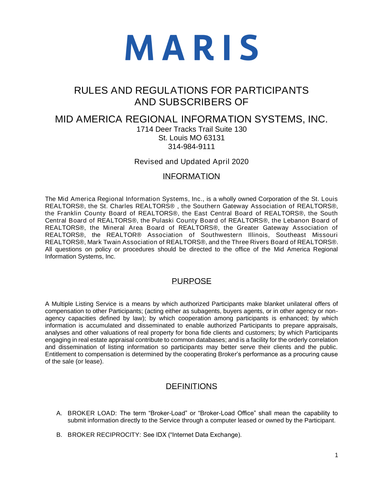 Rules And Regulations For Participants And Subscribers Of Mid America Regional Information Systems,  screenshot