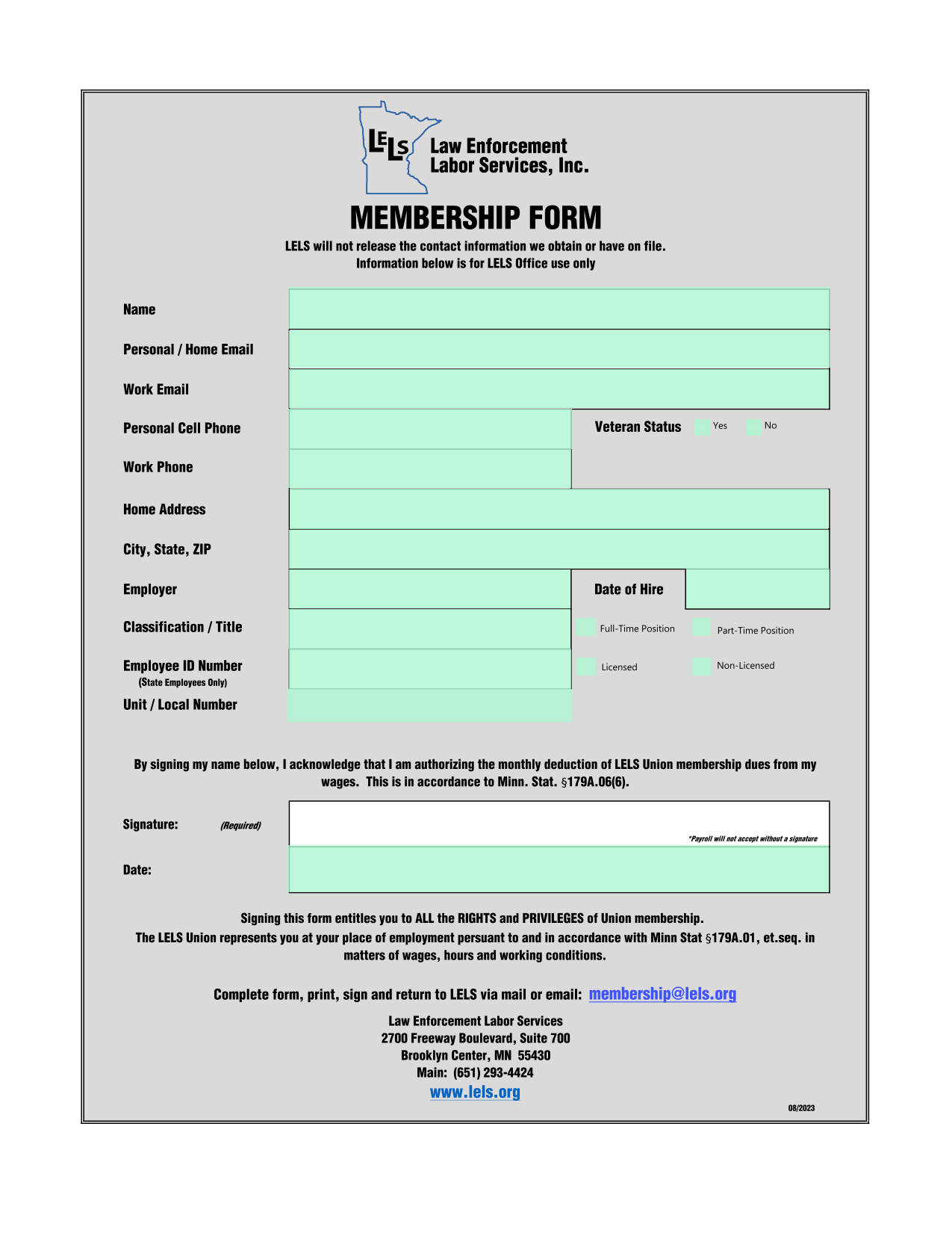 MEMBERSHIP FORM screenshot