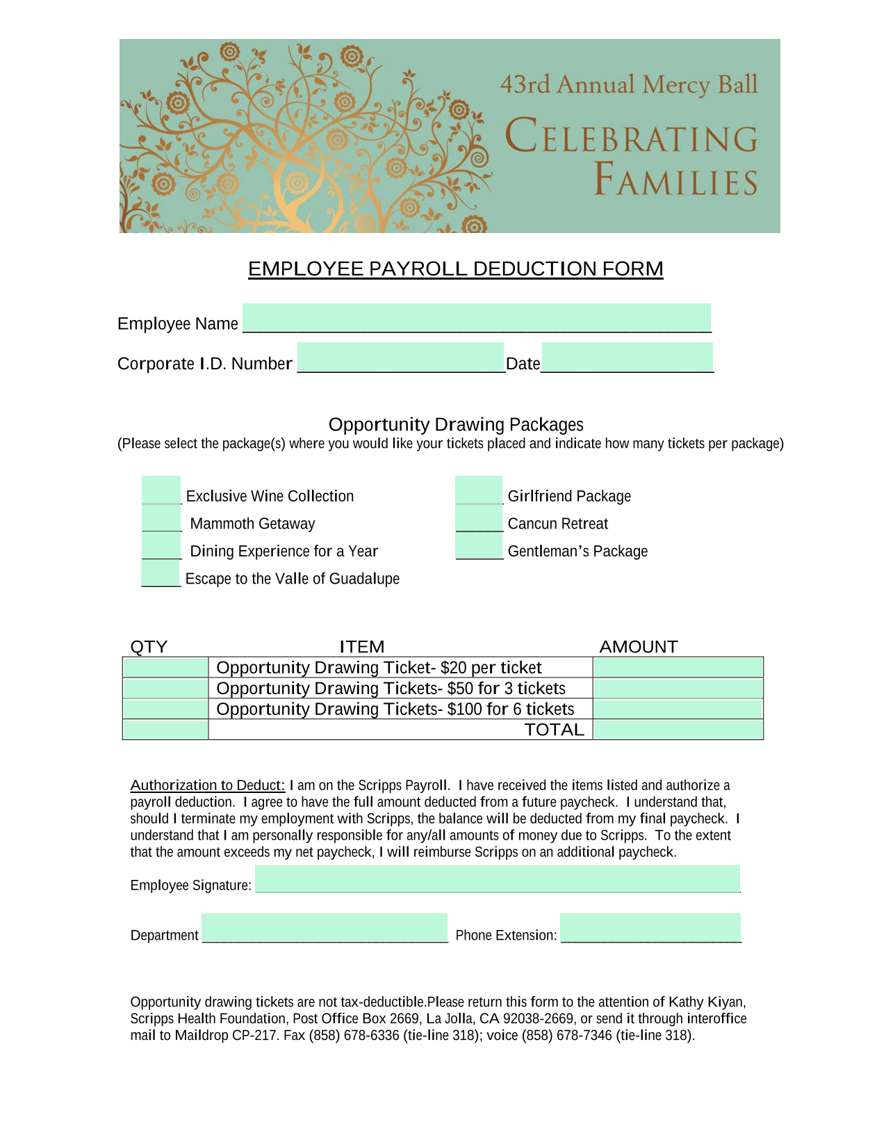 Employee Payroll Deduction Form screenshot