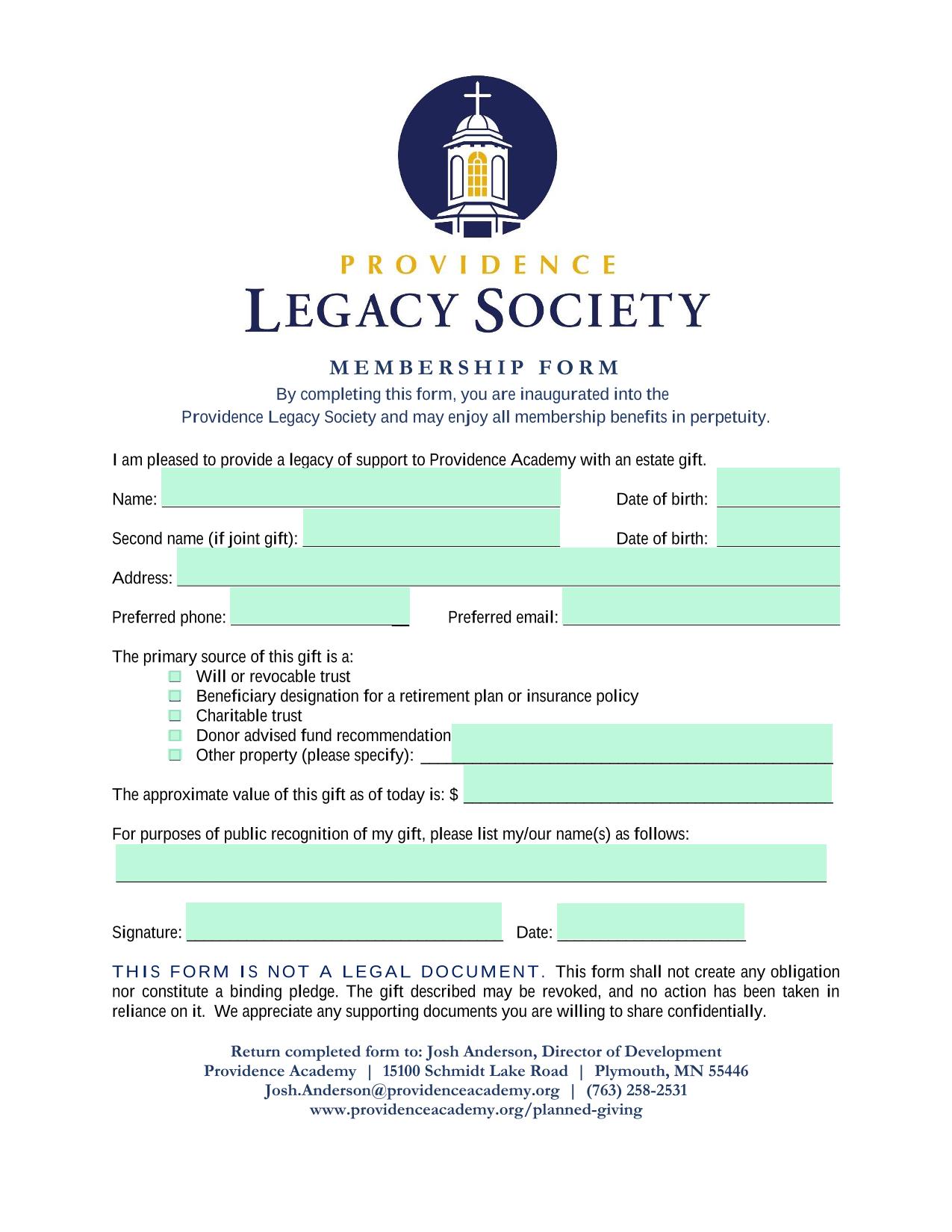 Membership Form screenshot