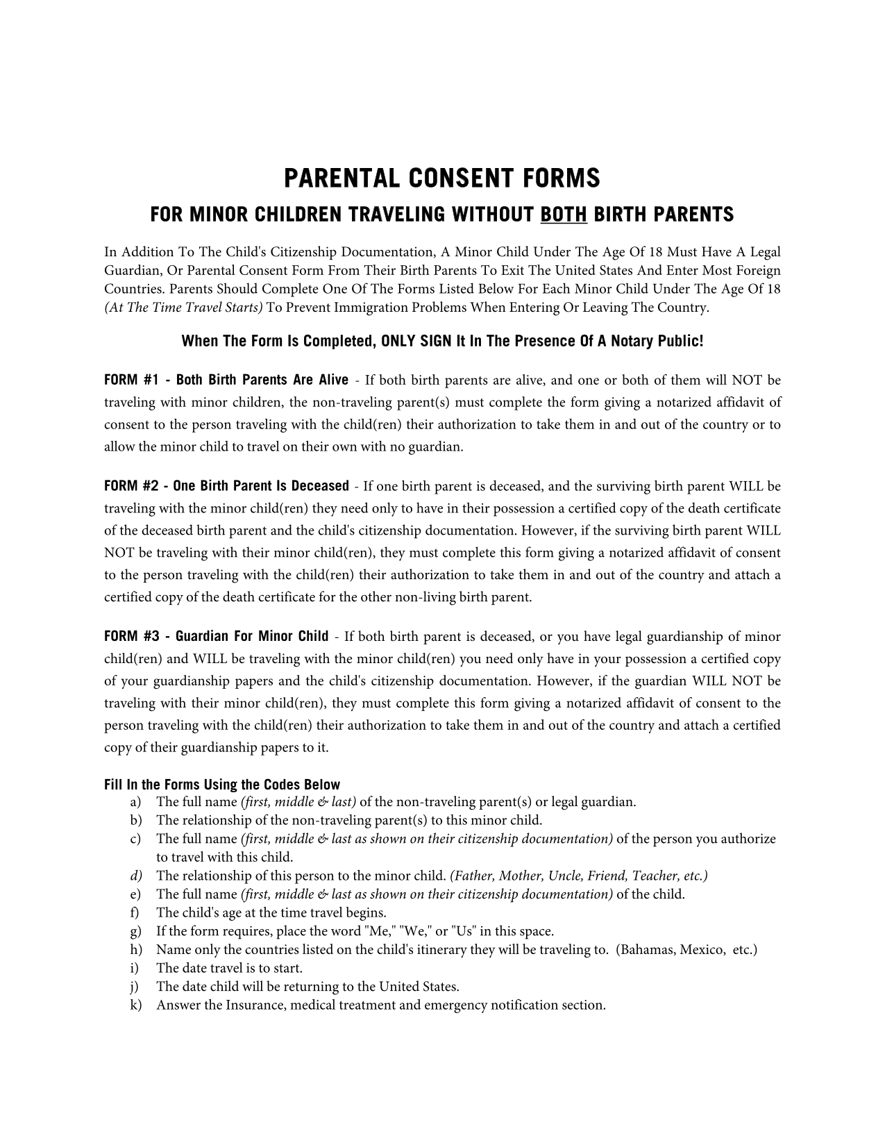 Parental Consent Forms For Minor Children Traveling Without Both Birth Parents screenshot
