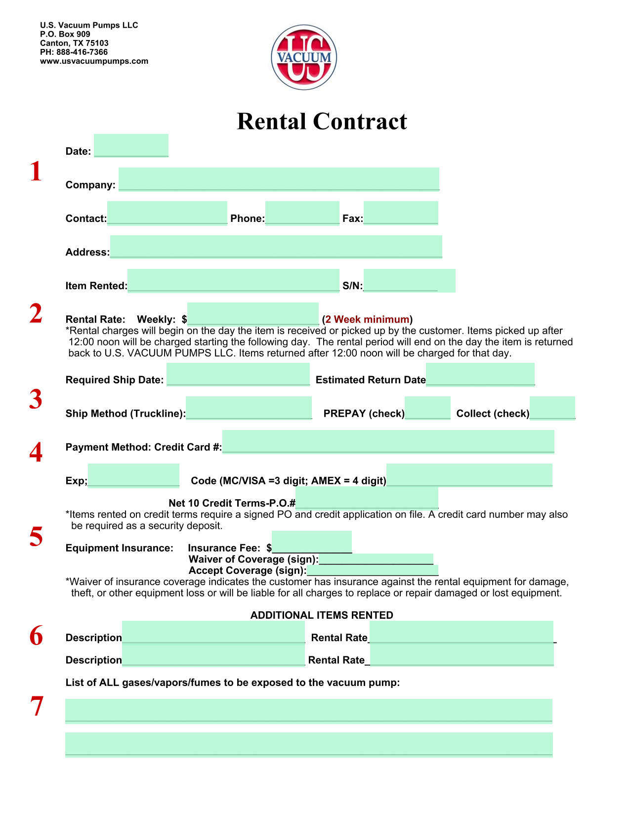 Rental Contract screenshot